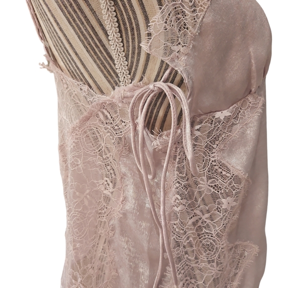 Free People Intimately Women Pink Satin Boho Shimmer  Cami Tank Top Size XS/L - Picture 12 of 15